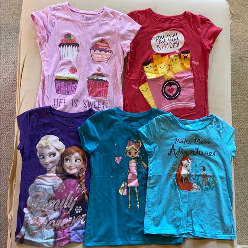 5 Piece Girls Tee Shirt Bundle